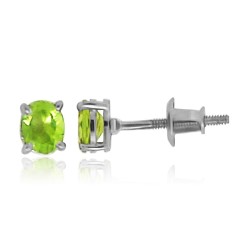 Genuine Peridot Stud Earrings in Sterling Silver