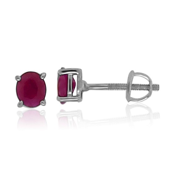 Natural Ruby Stud Earrings in Sterling Silver