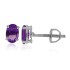 Genuine Amethyst Stud Earrings Rhodium Over Sterling Silver