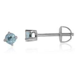 Genuine Aquamarine Stud Earrings Sterling Silver