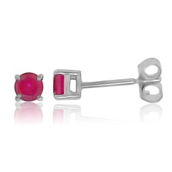 Lab Created Ruby Stud Earrings Sterling Silver