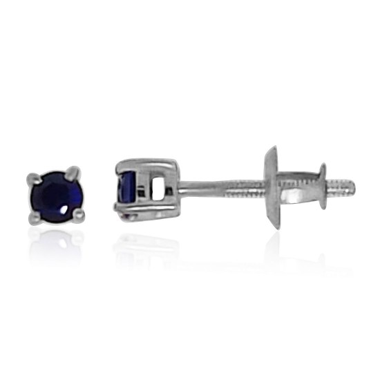 Genuine Sapphire Stud Earrings Sterling Silver