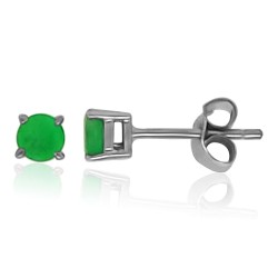 Genuine Emerald Stud Earrings Sterling Silver