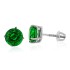 7MM Lab Created Emerald Stud Earrings AAA Quality Sterling Silver