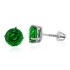 6MM Lab Created Emerald Stud Earrings AAA Quality Sterling Silver