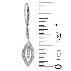 Cubic Zirconia Dangle Earrings Rhodium Over Sterling Silver 