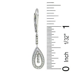 Cubic Zirconia Dangle Drop Earrings Rhodium Sterling Silver 