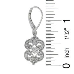 Cubic Zirconia Dangle Earrings Rhodium Over Sterling Silver 