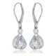 Natural Aquamarine Diamond Drop Earrings in Sterling Silver