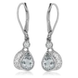 Green Amethyst Diamond Dangle Earrings in Sterling Silver