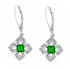 Lab Created Emerald Diamond Dangle Earrings Sterling Silver