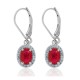 Lab Created Ruby and Diamond Earrings Sterling Silver