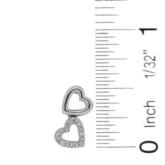 Cubic Zirconia Heart Earrings Rhodium Over Sterling Silver 