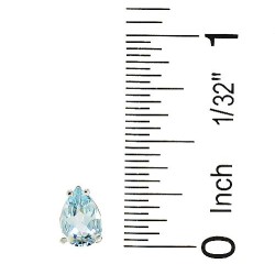 Pear Shaped Genuine Aquamarine Stud Earrings 14Kt White Gold