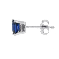 Princess Cut Blue Sapphire Stud Earrings in 14Kt White Gold 3mm 