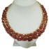 Fashion Golden Chain Style Dark Orange Resin Statement Necklace