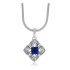 Lab Created Sapphire Diamond Pendant Sterling Silver