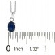 Oval Natural Sapphire Pendant Necklace 14Kt White Gold