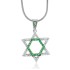 Emerald CZ Jewish Star Of David Pendant Necklace Sterling Silver 