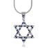 Sapphire CZ Jewish Star Of David Pendant Necklace Sterling Silver 