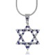 Sapphire CZ Jewish Star Of David Pendant Necklace Sterling Silver 