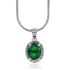 Lab Created Emerald and Diamond Pendant Necklace Sterling Silver 