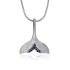 Genuine Sapphire Whale Tail Pendant Necklace Sterling Silver 