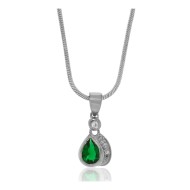 Lab Created Emerald Diamond Pendant Sterling Silver