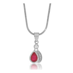 Lab Created Ruby Diamond Pendant Sterling Silver