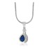 Lab Created Sapphire Diamond Pendant Sterling Silver