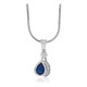 Lab Created Sapphire Diamond Pendant Sterling Silver