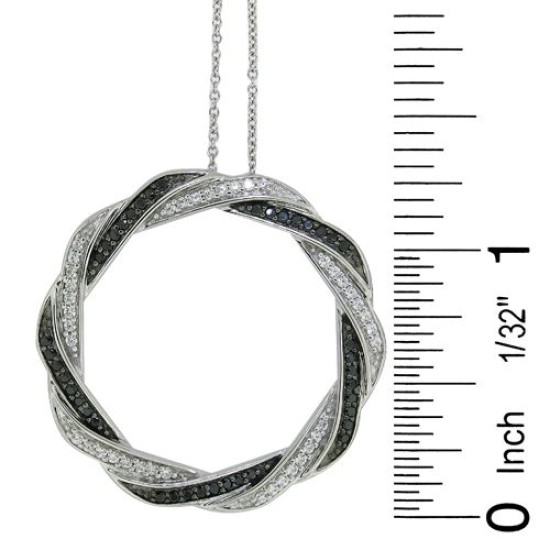 Cubic Zirconia Circle Pendant Necklace Sterling Silver  