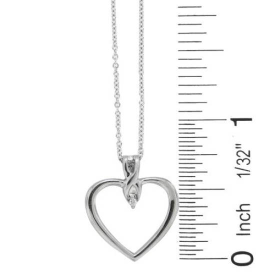 Cubic Zirconia Heart Pendant Necklace Sterling Silver  