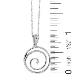 Cubic Zirconia Circle Pendant Necklace Sterling Silver  