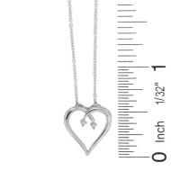 Cubic Zirconia Heart Pendant Necklace Sterling Silver  