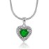 Lab Created Emerald Diamond Heart Pendant Necklace Sterling Silver 