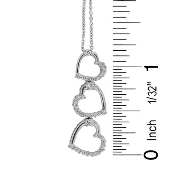 Cubic Zirconia Heart Pendant Necklace Sterling Silver  