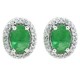 Natural Emerald Diamond Halo Earrings in 14Kt White Gold