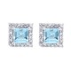 Princess Cut Aquamarine Diamond Stud Earrings 10Kt White Gold 