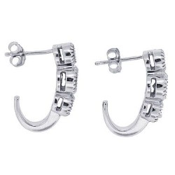 Genuine Emerald J Hoop Earrings in 10kt White Gold